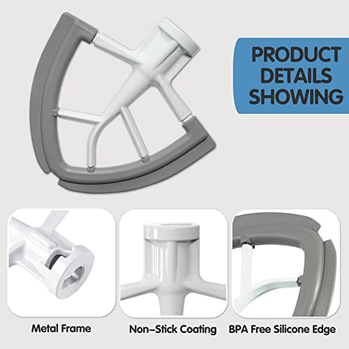 Flex Edge Schlägel für KitchenAid 4,5–5 Quart Kippkopf-Standmixer, Flachrührer Zubehör Mit Beide Kanten Flexiblem Silikon für Küchenmaschinen mit kippbarem Motorkopf, Spülmaschinenfest