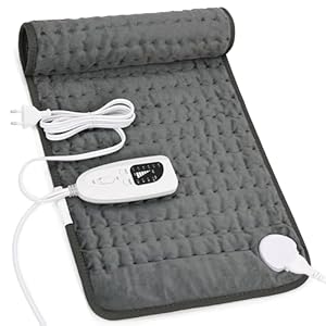 Manta Electrica Lumbar, Manta eléctrica para espalda, cuello, hombros y vientre con función de apagado automático, Franela Suave Gris Oscuro, 30 X 60 cm