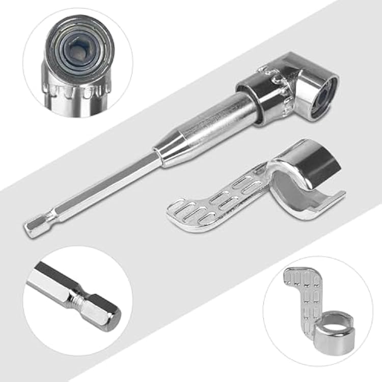 Guyuyii Flexible Drill Bit Extension & 105 Degree Right Angle Drill Adapter Kit | Metal Bendable Shafts + 2 Angle Screwdriver Adapters (Short & Long) | 1/4 Hex Shank for Tight Corners & Impact Driver