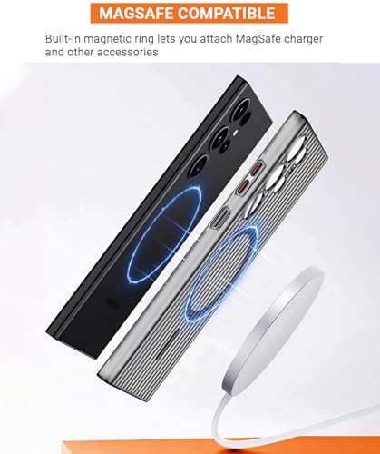 Image of Kapa Matte Magnetic Wave Grip Back Cover for Samsung Galaxy S25 Ultra | [MagSafe Compatible] Wireless Charging, Slim, Metal Buttons Frosted Back Case (White)