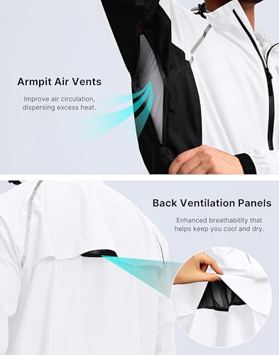 Image of Bikewa Men's Cycling Rain Jackets Waterproof Running Bike Windbreaker Lightweight Packable Hooded Jacket