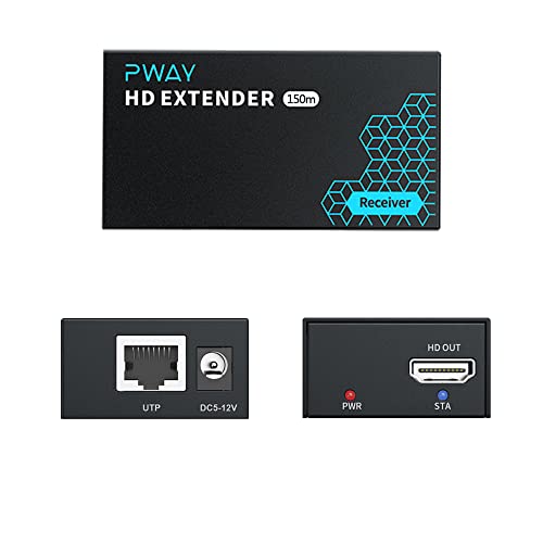 Image of PWAY HDMI Extender 500ft RX Only, One to Many Over Gigabit Switch No Delay Over Cat5e /6, Search for B0C36WM1MZ to get the Set (TX + RX)