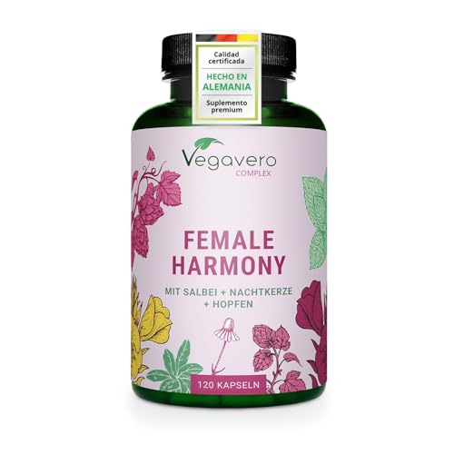 Vegavero Menopausia Complex | Control de Sofocos y Bienestar Emocional | Con Salvia, Lúpulo, Yam Silvestre, Onagra, Manzanilla | 120 Cápsulas | 100% Natural, Sin Aditivos y Vegano