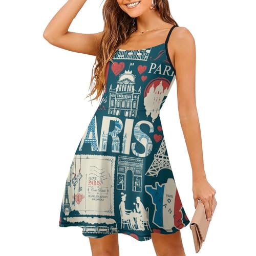 Robe d'été à bretelles spaghetti et coupe sans manches au design évasé
