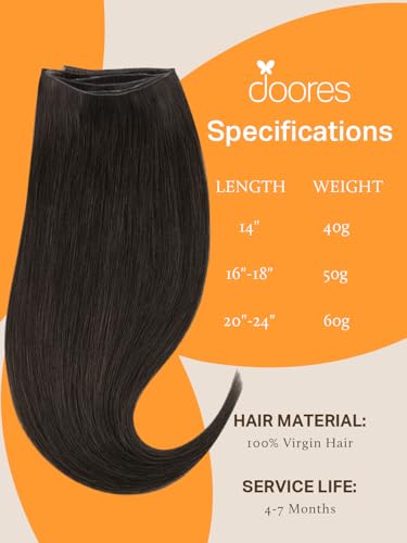 Image of DOORES Hand Tied Weft Hair Extensions Human Hair Remy Hair, 22 Inch Light Dark Brown 60g, Hair Extensions Real Human Hair