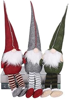 Toyvian 3pcs Handmade Christmas Gnome Decoration,Swedish Figurines Sitting Long-Legged Christmas elf Bottle Decoration Set,Christmas Tree Hanging Decoration Home Decor
