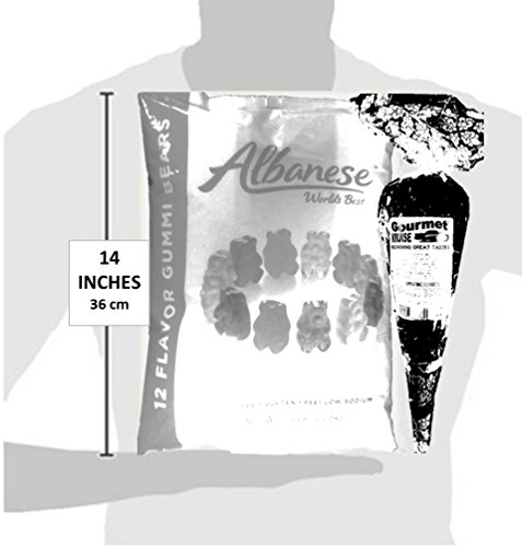 Gummi Gummy Bears Albanese 12 Flavors-Bulk Candy 5Lb Bag With Neon Sour Worms Gourmet Kruise Signature Gift Bag 10 Oz (Net Wt 5 Lbs.10Oz) 2 Item Bundle #TOP5