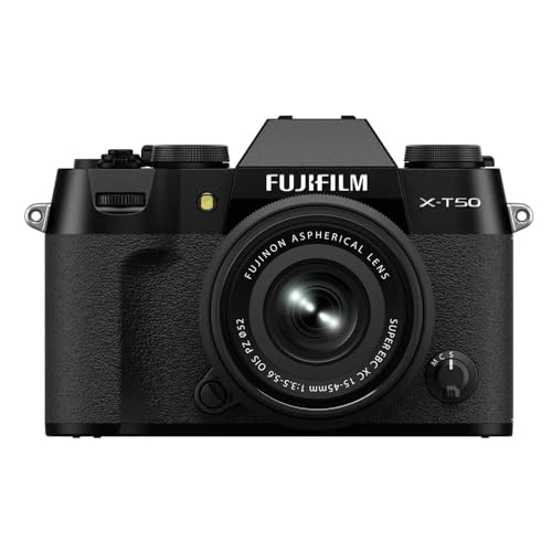Image of Fujifilm X-T50 40 MP APS-C X-Trans Sensor|Retro Style mirrorless Camera|4k /6.2k vlogging|High Speed Recording FHD 240fps|Advance AF with 15-45mm Optical Zoom Lens f /3.5-5.6 - Black