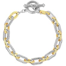 Mytys Link Bracelet for Women Gold and Silver 2 tone Circles Chain Wire Bangle Designer Inspired Bracelets Gift
