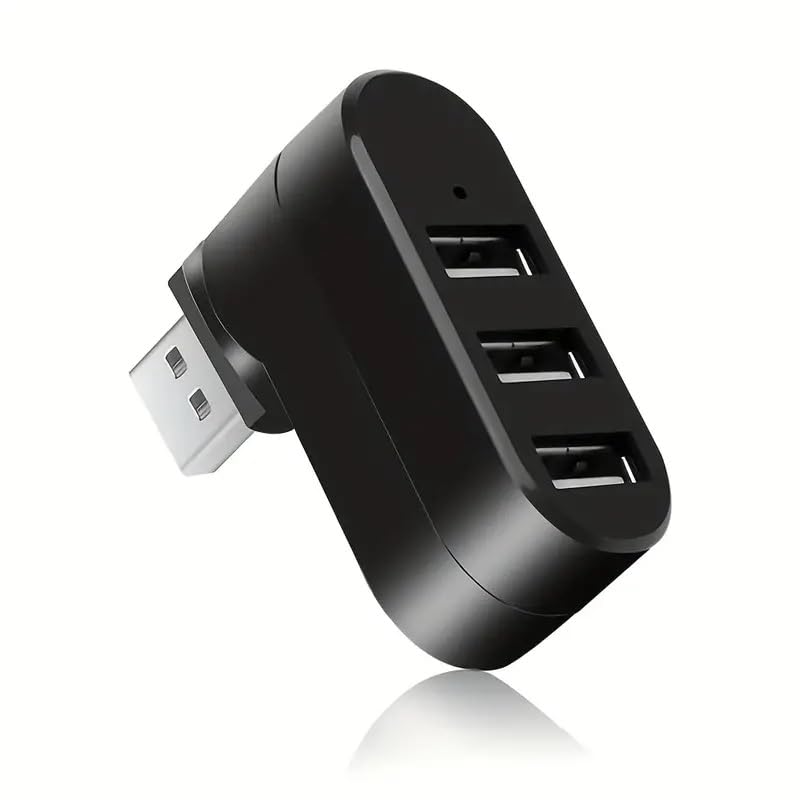 1pc 360 rotating USB Hub,Black.3-port Hub USB3.0 Hub For Laptop,Portable 3-Port Data USB Splitter, Mini USB A Port Expander,5Gbps Fast Data Transfer For Desktop Computer,PC,Mobile HDD,Keyboard,Mouse.