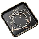 LYEOBOH Jewelry Dish Ceramic Ring Dish Jewelry Dish Ring Tray for Jewelry, 4.5 Inches Square Ring Di