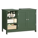 TEENFON 35.4" Pedestal Sink Storage Cabinet with 2 Doors and Adjustable Shelves, Bathroom Sink Cabinet, Under Sink Storage with U-Shape Cut-Out, Green