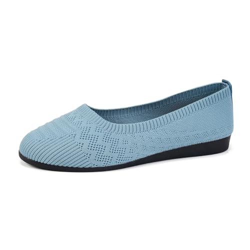 Chaussure Orthopédique Femme Confortable Femmes Confortables Respirantes Antidérapantes Tricotées Sport Plates Été Enfilade (Blue, 43)
