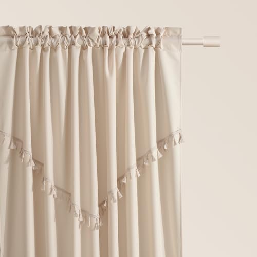 Chloe - Tenda con nastro arricciato 140 x 280 cm larghezza x altezza semitrasparente decorazione moderna per soggiorno camera da letto crema 1 pezzo