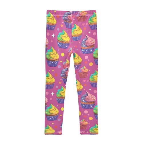 Rainbow Cupcakes Girls' Leggings Toddler Doodles Kids Yoga Pants Dance Active Tights 4T2