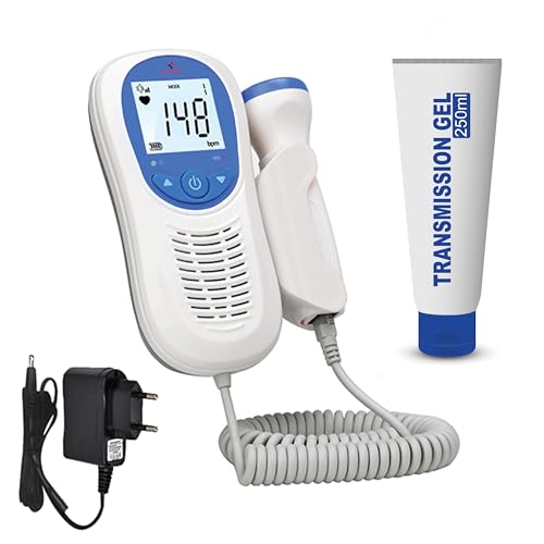 Image of OTICA Wewell Fetal Doppler Heart Rate Detection Monitoring Machine Easy to Carry Rechargeable for Home and Clinic with in-Built Speaker, Smart Noise Reduction (Fetal Doppler - FD260 with 250ml Gel)
