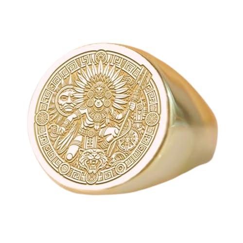 Chevalière dieu aztèque en argent et or, le cadeau idéal pour homme de caractère