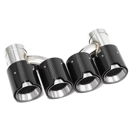 Terminales de escape de fibra de carbono brillante estilo H con puntas cuádruples de 101mm