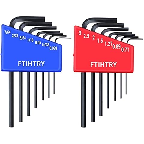 FTIHTRY 14pcs Mini Hex Key Allen wrench Set, Metric(0.7-3mm) and SAE(0.028-7/64"), Chrome Vanadium Steel Cover