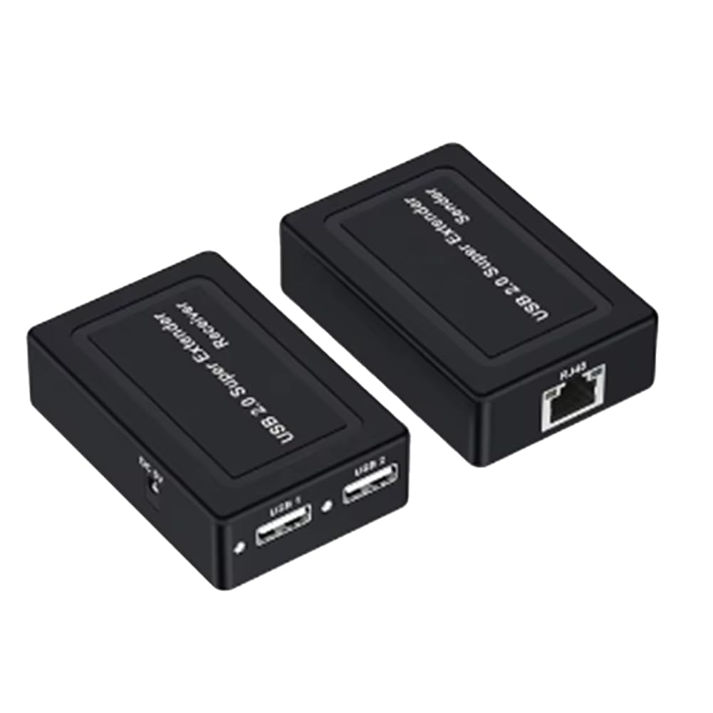 Extender USB 2.0 100M 2 Porte Tramite di Rete Ethernet RJ45 Cat5e Cat6 per Webcam, Telecamera, Mouse, Stampante, Spina UE