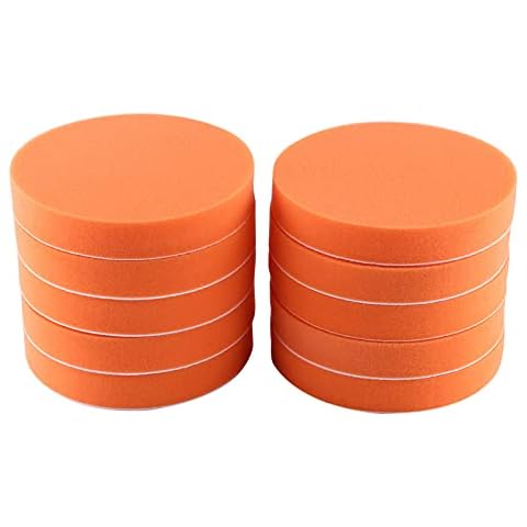 SANON Polishing Pads, 10pcs 6"/150mm Sponge Polishing Buffing Waxing Pad Kit Tool for Car Polisher Buffer 1in Thick Reusable (Orange) Cover