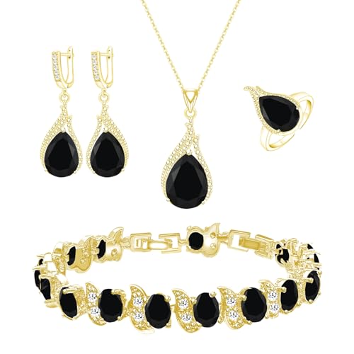 GZWHD Golden Black Jewelry Sets for Women