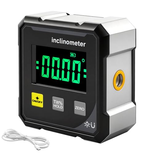 Digital Angle Finder Protractor Tool 490 High Accuracy Measuring Tool with Large Display 4-Side Magnetic Angle Gauge Cube Inclinometer Table Saw Miter Protractor Woodworking Measuring Tool