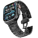 KADES Titan Ersatzarmband Kompatibel mit Apple Watch Armband 49mm 46mm 45mm 44mm 42mm, Luft-und Raumfahrt Taugliches Titanarmband für iWatch Ultra 3 2 1, Series 11 10 9 8 7 6 5 4 3 2 1 SE, Schwarz