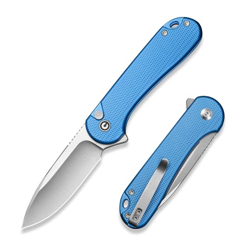 Image of CIVIVI Elementum II Pocket Folding Knife, 2.96 inch Nitro-V Steel Blade Aluminum Handle Knife with Deep Carry Pocket Clip for EDC Camping Hiking Hunting C18062PD-2, Blue