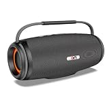 on ON09 – Enceinte Bluetooth Portable Puissante – Basses Profondes – Enceinte Nomade Intérieur Extérieur – USB, Carte SD, AUX – Power Bank – TWS – Lumières RGB – IPX5 – Poignée Cordage Marin