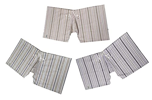 Image of Men's Lattha Traditional Pure Cotton Underwear aka Patta wala Janghiya, Dhari wala / Striped Undergarment, Khadi Latthe Ka Jangia, Nicker,Chaddi; Nade wala kachha with wide Miyani /Asan & Back Pocket & Drawstring /Nada