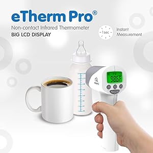   Elepho-eTherm-Pro-Medical-Quality-Non-Contact-IR-Forehead-Thermometer-for-Family-or-Office-Use-Instant-Body-Object-or-Liquid-Readings-Large-LCD-Display-32-Memory-Readings