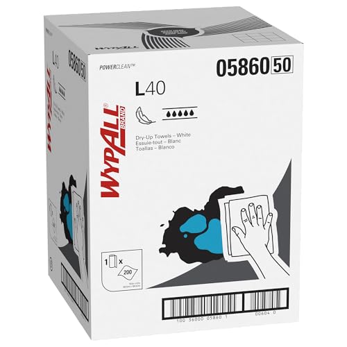 WypAll PowerClean L40 Extra Absorbent Towels, Roll of 200 Sheets (05860)
