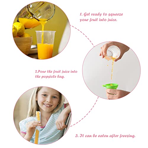 100 Pack Diy Disposable Ice Pop Bags Popsicle Molds Bags Mold Bags Homemade Ice Lolly Bags With Silicone Funnels Freeze Snacks Freezer Tubes (11X2") #TOP5