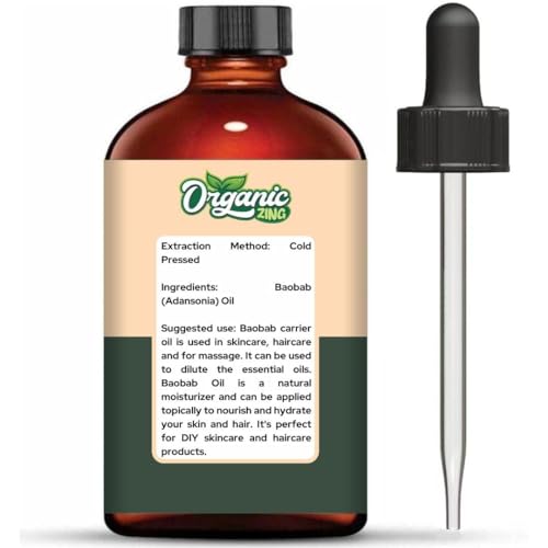 Image of Organic Zing Baobab Oil Pure & Natural for Skin, Face, Hair Care, Aromatherapy, Diffuser, Conditioner - 118ml
