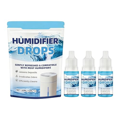 Humidifier Cleaning Drops, 10ml Humidifier Water Treatment Cleaner, Prevents Buildup & Scaling, Deodorizes & Cleans Water, Compatible with All Makes & Models, 3Pack