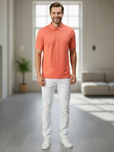 Image of Lux Cozi Men's Cotton Solid Polo Tshirt | Collar Tshirts | Half Sleeves | Stylish & Premium All Day Wear | Pack of 1