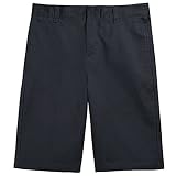 French Toast Boys Flat Front Shorts, No Wrinkle, Adjustable Waist, School Uniform (5, Navy)