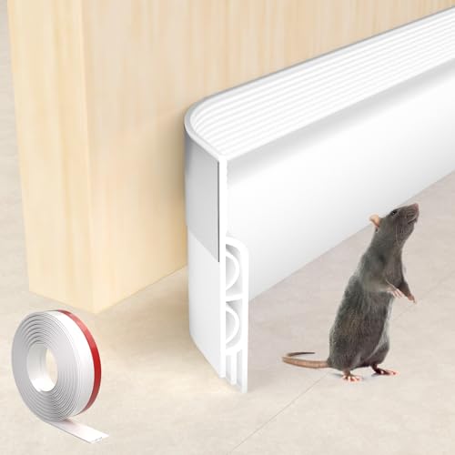 Esufeir 39'/1M Blanco Burlete Puerta Entrada,Goma Burlete Bajo Puerta Exterior,Autoadhesivo Silicona Aislante Acustico InsonorizarBurletes,Tira Sellado para Puerta Interior,Cubre Puertas el Suelo Frio