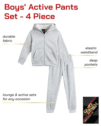 Quad Seven Toddler Boys Tracksuit Set - 4 Piece Fleece Boys Zip Up Hoodie and Lightweight Joggers for Toddler and Boy Set2