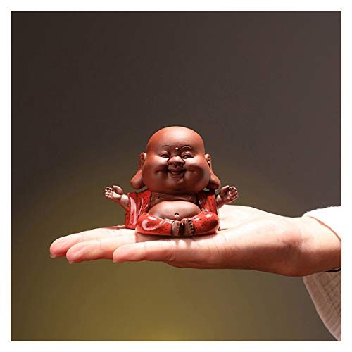 Mini Statua di Buddha Felice Che Ride, Scultura da Tavolo in Ceramica di Buddha Monaco Carino per la Decorazione Domestica