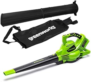 Greenworks GD24X2BV Cordless Leaf Blow Vac with Shoulder Strap, Brushless Motor, 322km/h, 9m³/min, 45L Mulching Bag WITHOUT Two of 24V (48V Equivalent) Batteries & Charger, 3 Year Guarantee