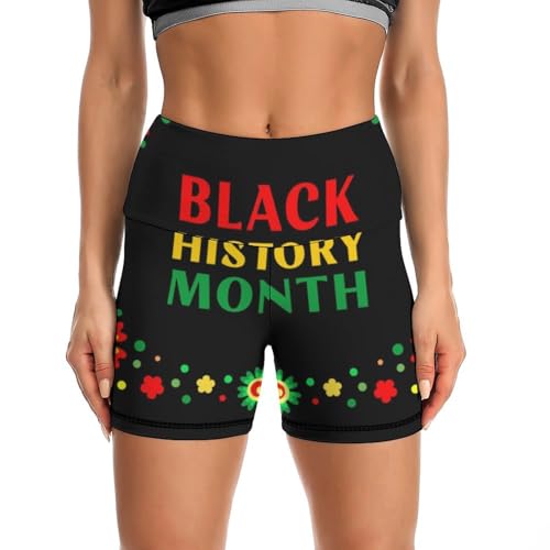 JYYAU Black History Month 2023 High Waist Yoga Shorts for Women Athletic Shorts Leggings Running Pants