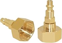 Vista 4 de Hooshing 2PCS Brass Winterize Blowout Adapter 1/4" Quick Connect Plug to 3/4" GHT Garden Hose Faucet Fitting for RV, Boat, Motorhome, Camper, and