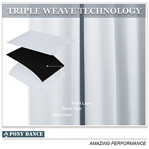 Image of PONY DANCE White Window Curtains - Home Decor Panels Elegant Chrome Heavy-Duty Decorative Light Blocking Draperie for Kitchen & Bedroom, 42 by 54 inches, 2 PCs