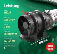 BUMSOU Rohrventilator 100mm mit Timer, 8-Gang, Fernbedienung (mit Standfuß) – Ansicht 7