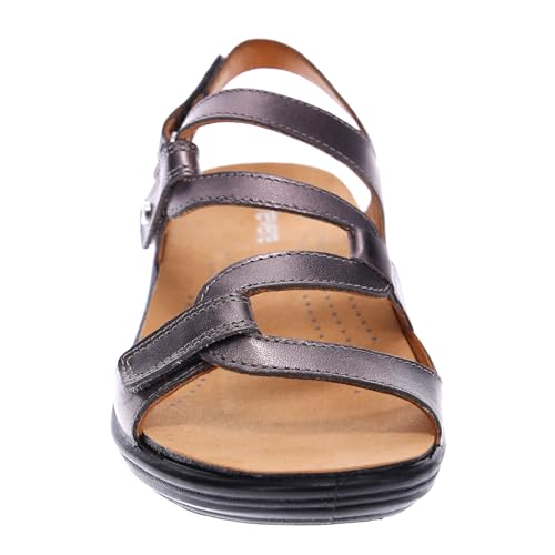 Image of Revere Emerald 3 Women's Sandals - Premium Soft Leather, Adjustable Straps & Contoured Footbed - Orthotic Arch Support for Stylish Comfort & All-Day Wear Gunmetal 11-11-5 W US
