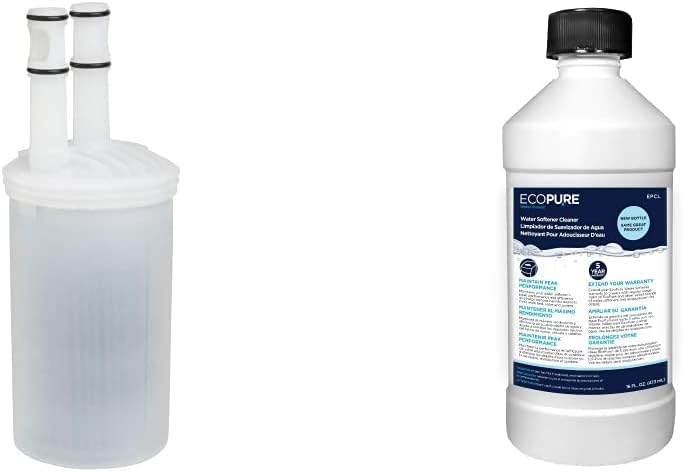 EcoPure EPWHEF Whole Home Replacement Filter, Transparent/White & EPCL Water Softener Cleaner, Off-White