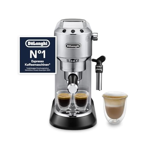 De'Longhi Dedica Style EC 685.M Espresso Siebträgermaschine, Espressomaschine mit Professioneller Milchschaumdüse, nur 15 cm breit, 1 Liter Wassertank, Vollmetallgehäuse, E.S.E Pads geeignet, silber
