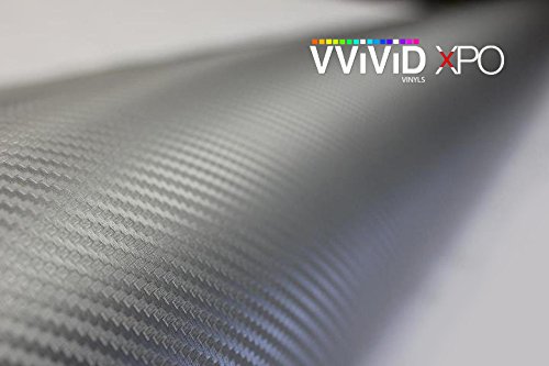 Image of VVIVID XPO Sterling Silver 3D Carbon Fiber Vinyl Wrap Roll with Air Release Technology (10ft x 5ft)
